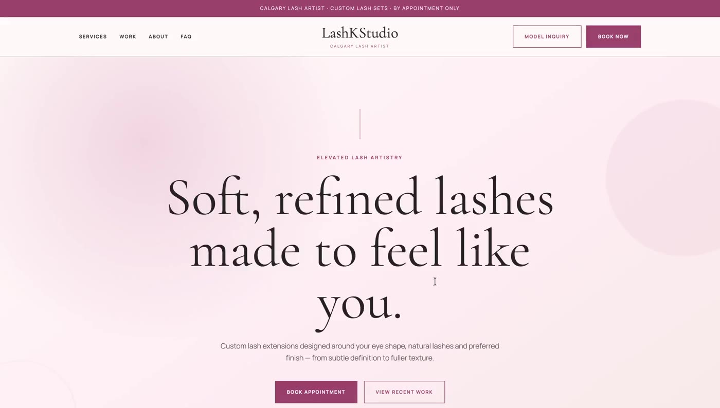 LashKStudio website homepage