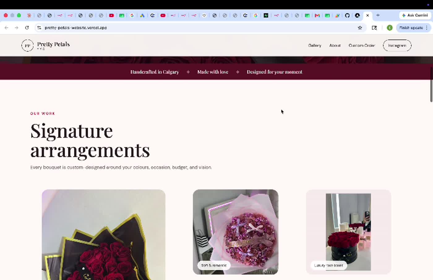 Pretty Petals custom floral website